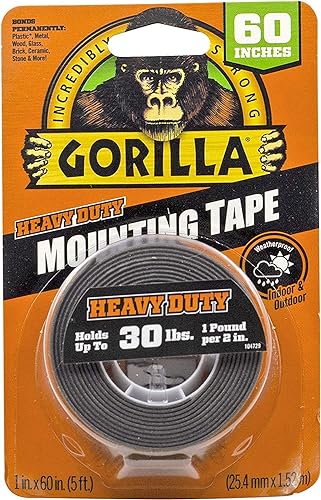 Gorilla Heavy Duty Double Sided Mounting Tape, 1-Pack, Black- 6055002 Gorilla Heavy Duty Double Sided Mounting Tape, 1-Pack, Black- 6055002
